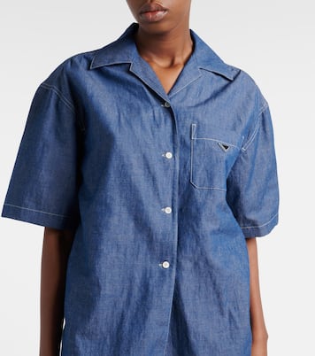 Cotton and linen chambray romper | Prada