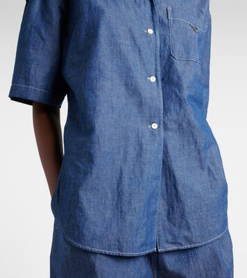 Cotton and linen chambray romper | Prada