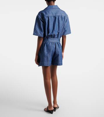 Cotton and linen chambray romper | Prada