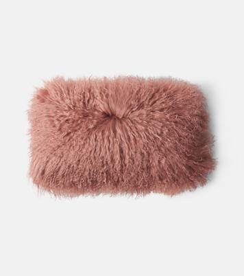 Reversible linen and shearling cushion | Maison de Vacances