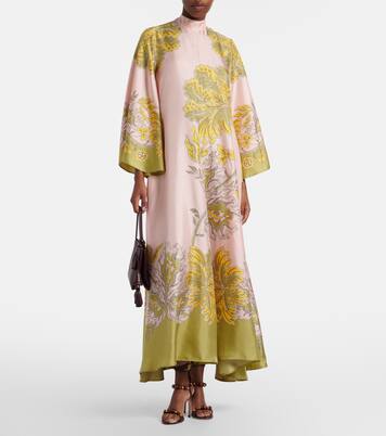 Magnifico floral silk twill maxi dress | La DoubleJ