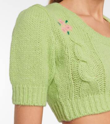 Pull raccourci en laine d'alpaga mélangée | Alessandra Rich