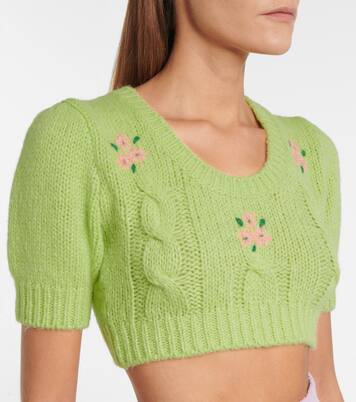 Pull raccourci en laine d'alpaga mélangée | Alessandra Rich