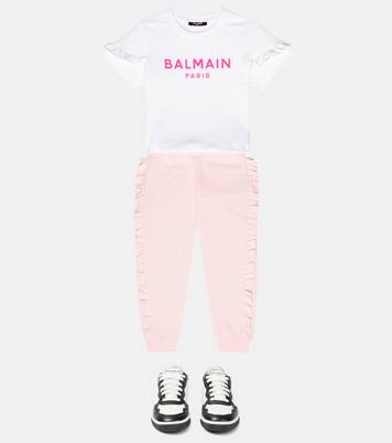 Ruffled cotton sweatpants | Balmain Kids