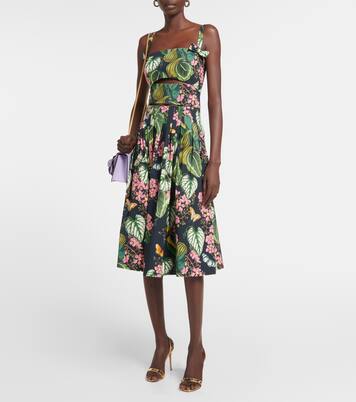 Robe midi imprimée en coton mélangé | Oscar de la Renta