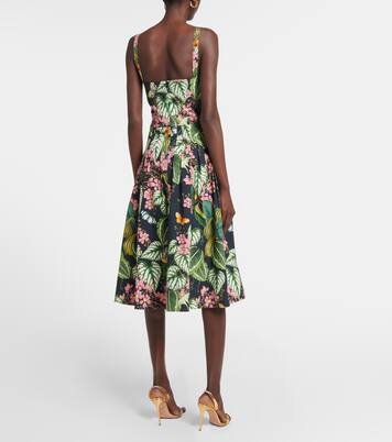 Robe midi imprimée en coton mélangé | Oscar de la Renta