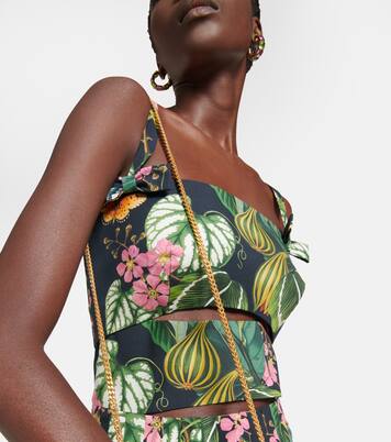 Robe midi imprimée en coton mélangé | Oscar de la Renta