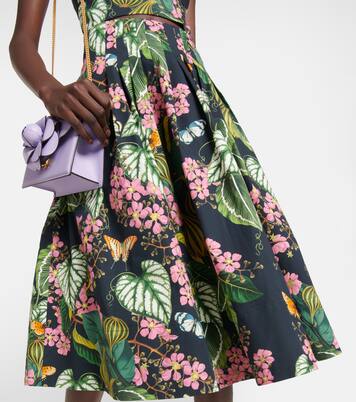 Robe midi imprimée en coton mélangé | Oscar de la Renta