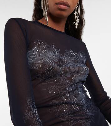 Top in mesh con cristalli | Jean Paul Gaultier