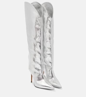 Overknee-Stiefel aus Metallic-Leder | Alexandre Vauthier