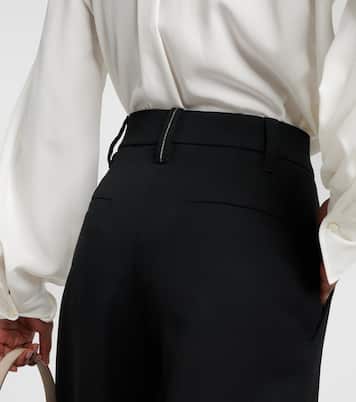 Weite High-Rise-Hose aus Gabardine | Brunello Cucinelli