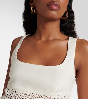 Cropped-Top Rayure aus Leinen | SIR