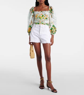 Bedruckte Bluse aus Baumwolle mit Spitze | Farm Rio