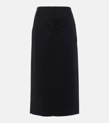 Low-rise cotton-blend midi skirt | Vince