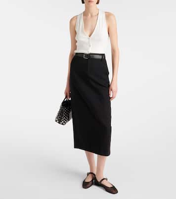 Low-rise cotton-blend midi skirt | Vince