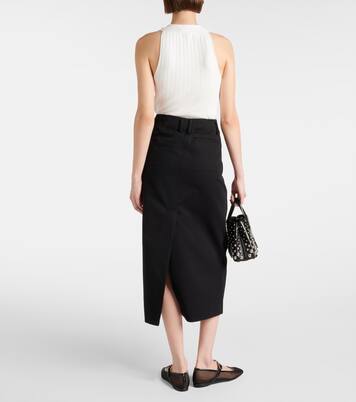 Low-rise cotton-blend midi skirt | Vince
