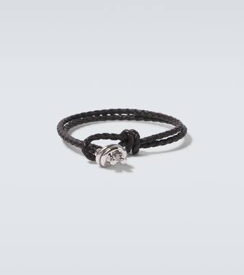 Pulsera de plata de ley con piel | Bottega Veneta