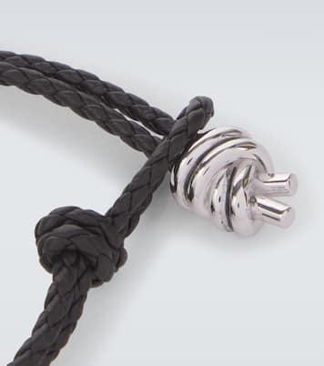 Pulsera de plata de ley con piel | Bottega Veneta