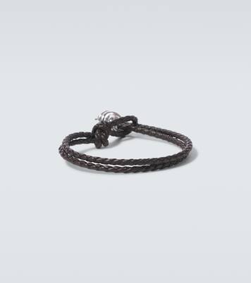 Pulsera de plata de ley con piel | Bottega Veneta