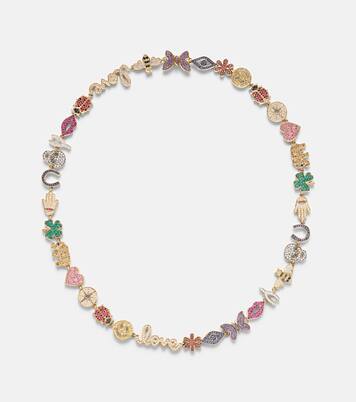 14kt gold charm necklace with diamonds | Sydney Evan
