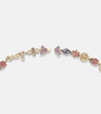 14kt gold charm necklace with diamonds | Sydney Evan