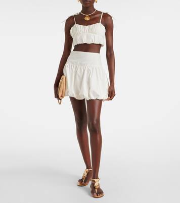 Gathered cotton poplin crop top | Faithfull