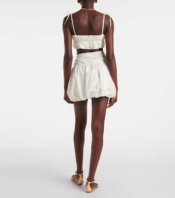 Gathered cotton poplin crop top | Faithfull