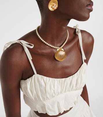 Gathered cotton poplin crop top | Faithfull