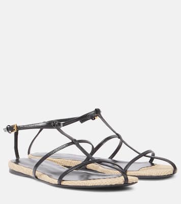 Sandalen Cage aus Leder mit Raffiabast | Khaite