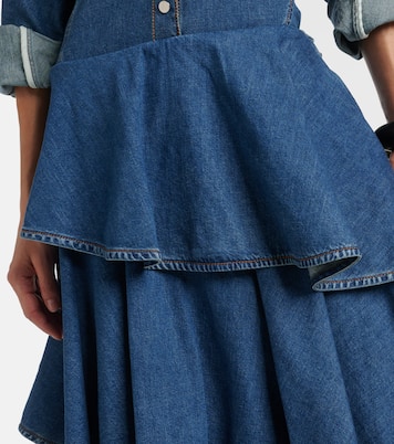 Spiral tiered denim midi skirt | Alaïa