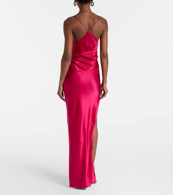 Draped lace-trimmed silk satin gown | The Sei