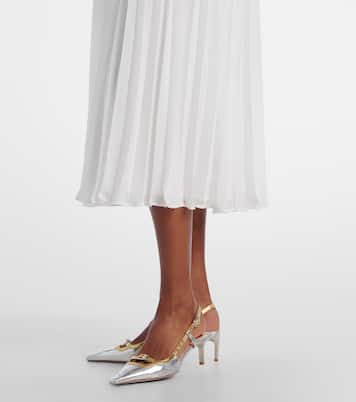 Midikleid aus Bouclé und Chiffon mit Kristallen | Self-Portrait