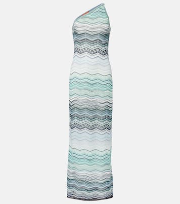 Zigzag one-shoulder lamé maxi dress | Missoni