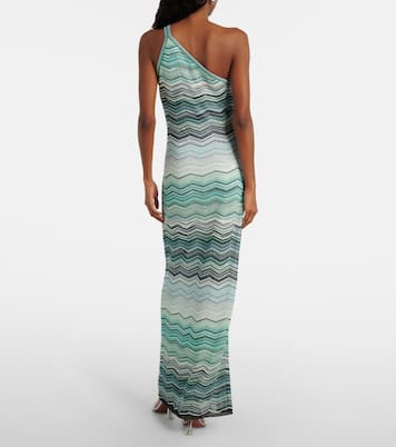 Zigzag one-shoulder lamé maxi dress | Missoni
