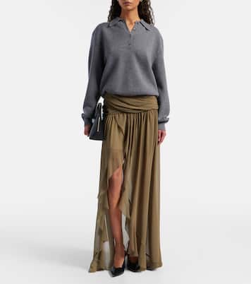 Asymmetric draped maxi skirt | Jacques Wei