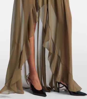 Asymmetric draped maxi skirt | Jacques Wei