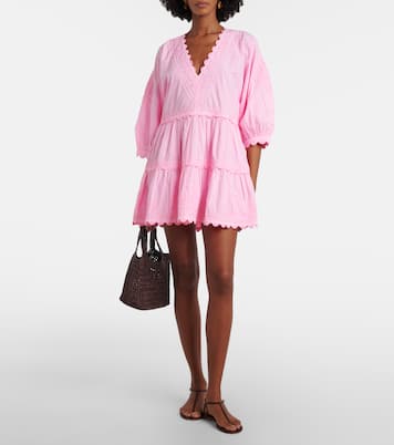 Embroidered tiered cotton poplin minidress | Juliet Dunn