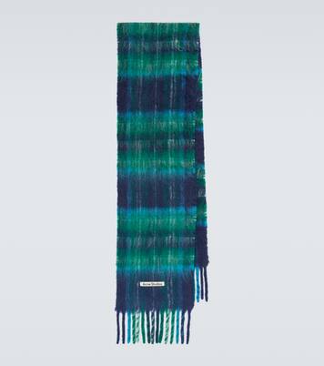 Écharpe en mohair mélangé à carreaux | Acne Studios