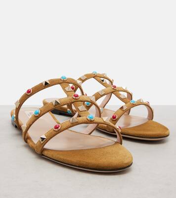 Sandalen Rockstud aus Veloursleder | Valentino Garavani
