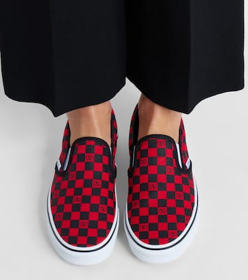 x Vans VLogo checked canvas slip-on sneakers | Valentino Garavani