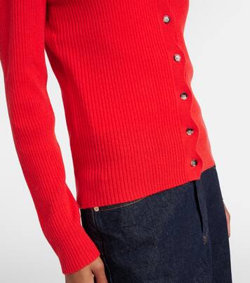 Ribbed-knit scalloped wool and cashmere cardigan | Jardin des Orangers