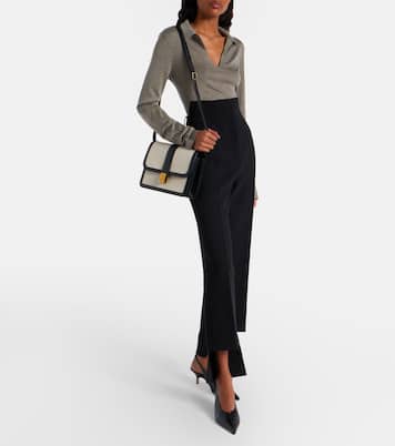 Blake leather-trimmed canvas crossbody bag | Khaite