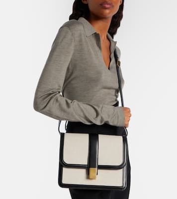 Blake leather-trimmed canvas crossbody bag | Khaite