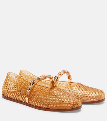 Iro embellished fishnet ballet flats | Ancient Greek Sandals