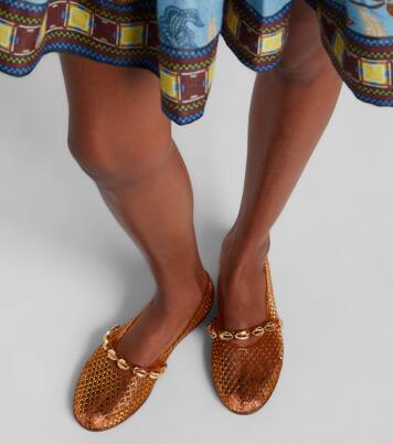 Iro embellished fishnet ballet flats | Ancient Greek Sandals