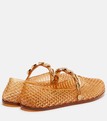 Iro embellished fishnet ballet flats | Ancient Greek Sandals