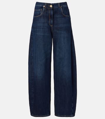 Jeans barrel con piel | Brunello Cucinelli