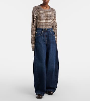 Jeans barrel con piel | Brunello Cucinelli