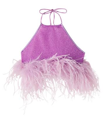 Lumière Plumage feather-trimmed top | Oséree Kids
