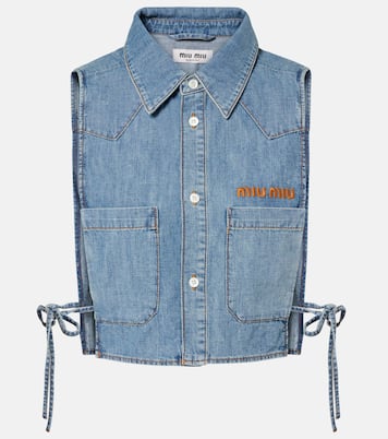 Chambray crop top | Miu Miu